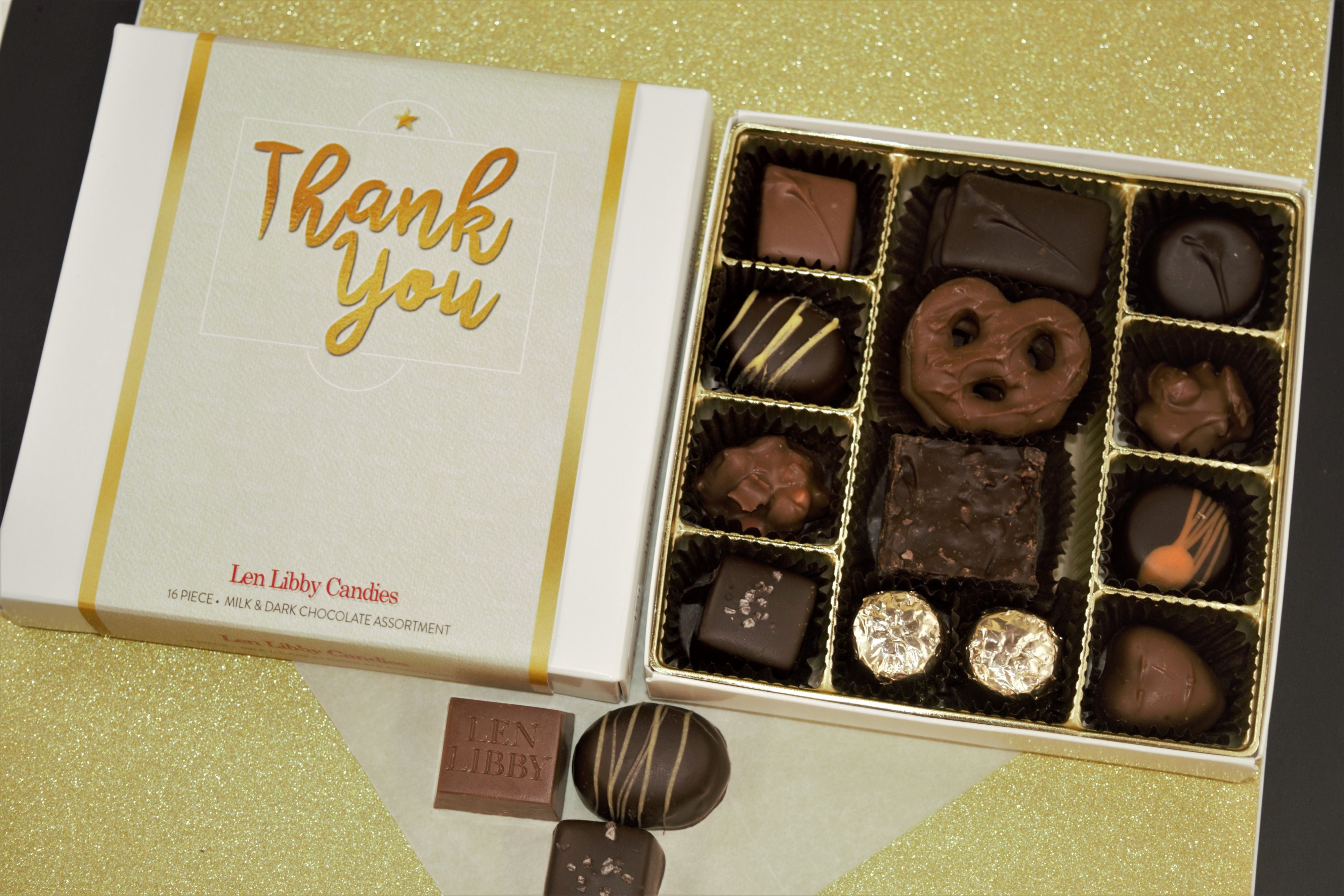 6pc or 16pc Signature Gift Box - Golden Thank You – Len Libby Candies