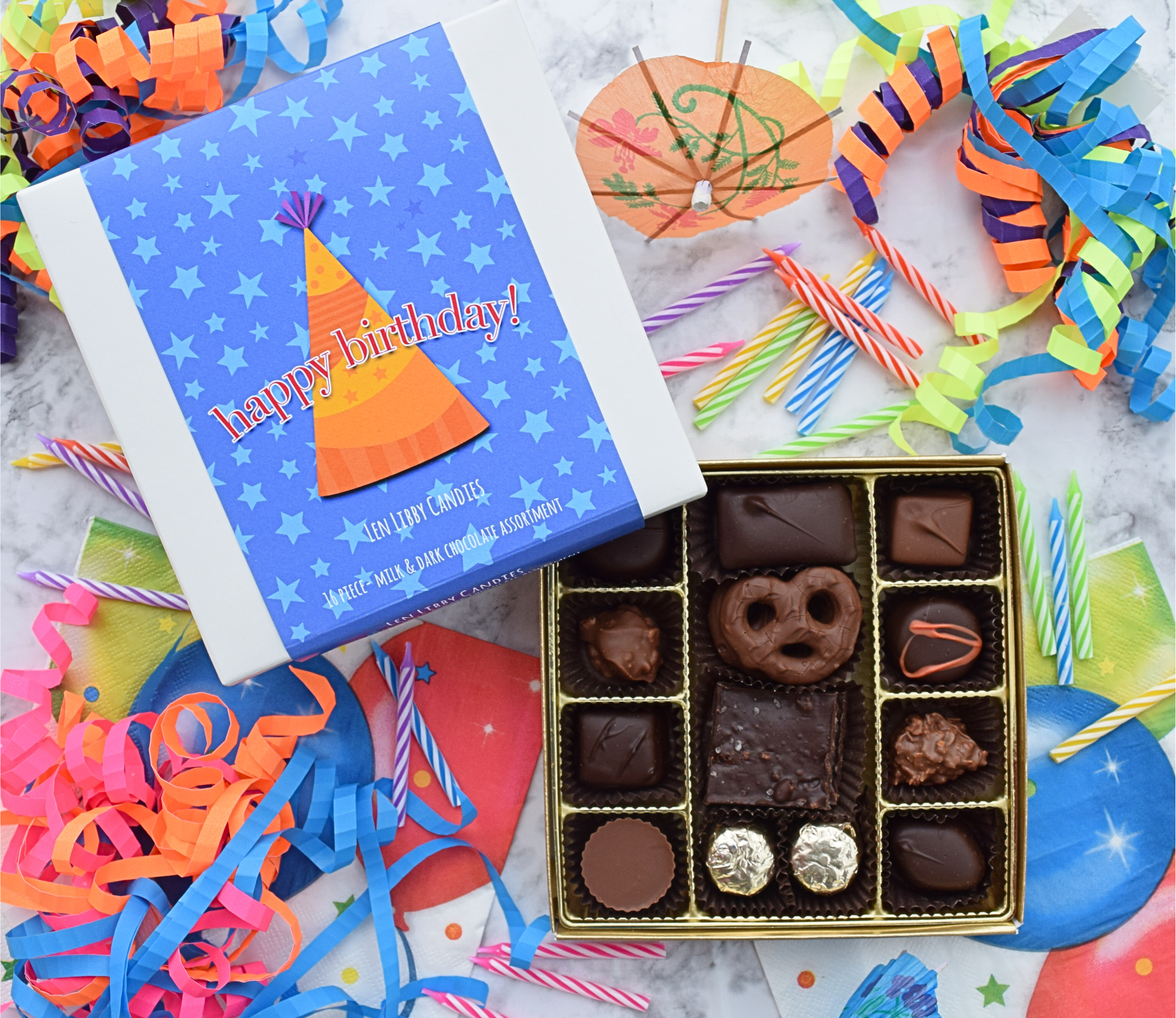 16pc Signature Gift Box - Blue Happy Birthday Hat