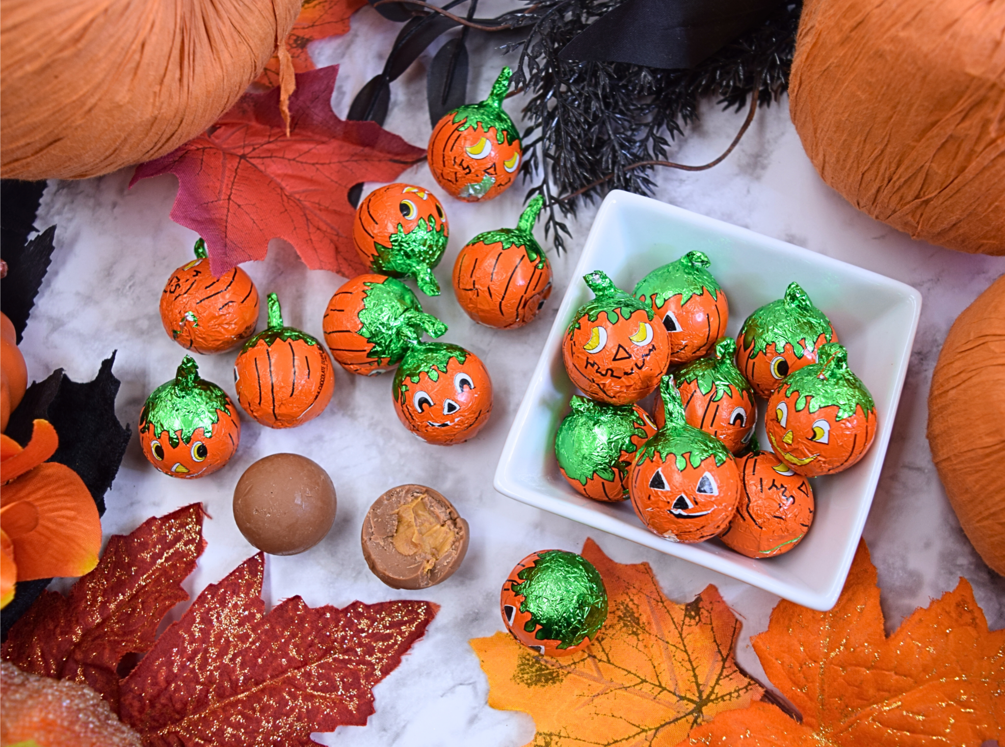 Foiled Peanut Butter Pumpkins