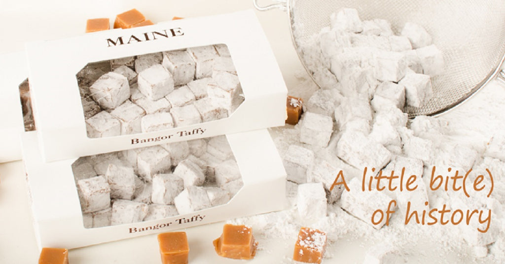 Closeup of boxes of Bangor Taffy